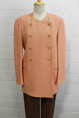 90s Giorgio Armani Peach Wool Blazer Jacket, Medium