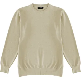 Beige Oatmeal Mens Knit Classic Crew Neck Sweater