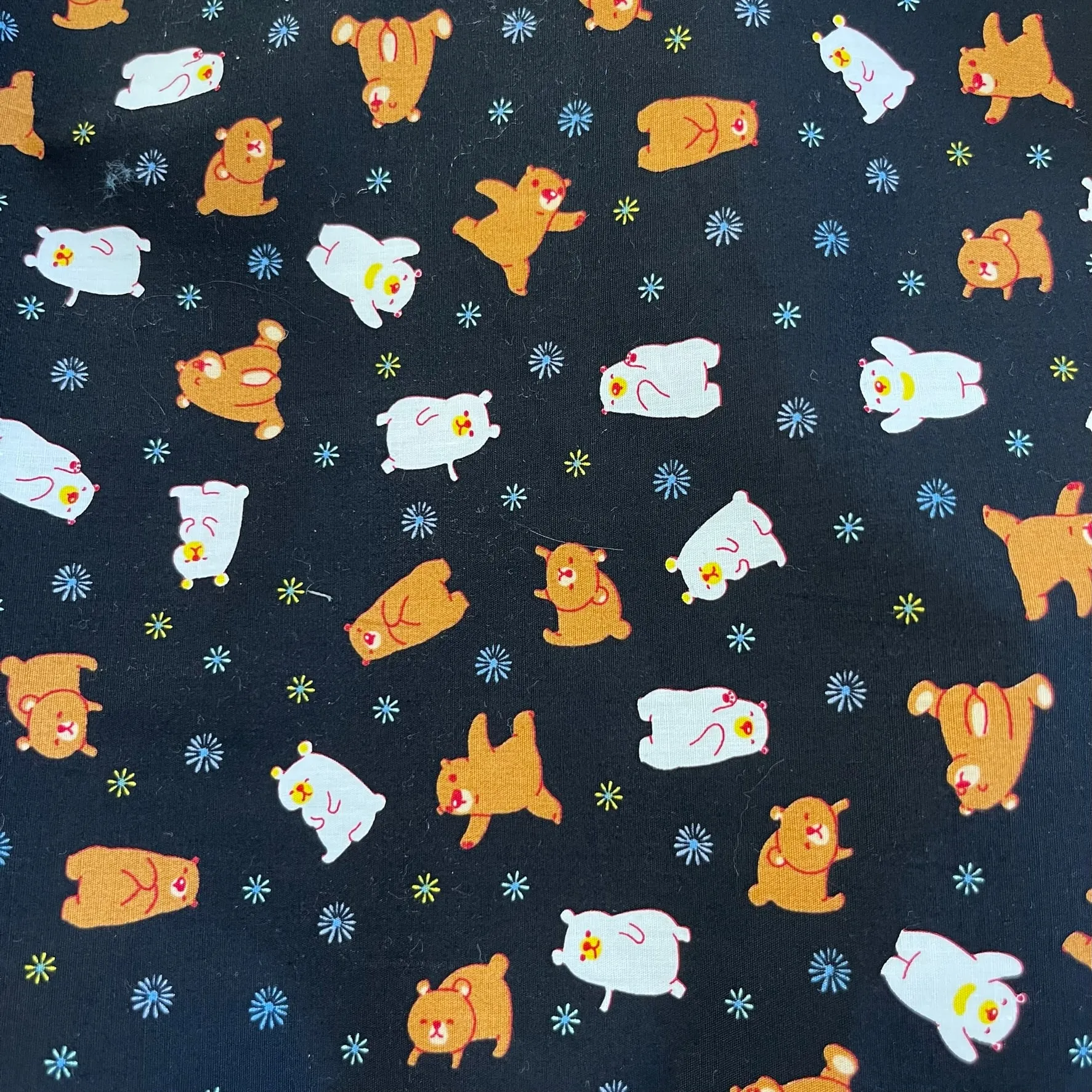 100% Cotton Poplin  - Bears and Flowers - Sold by Half Metre