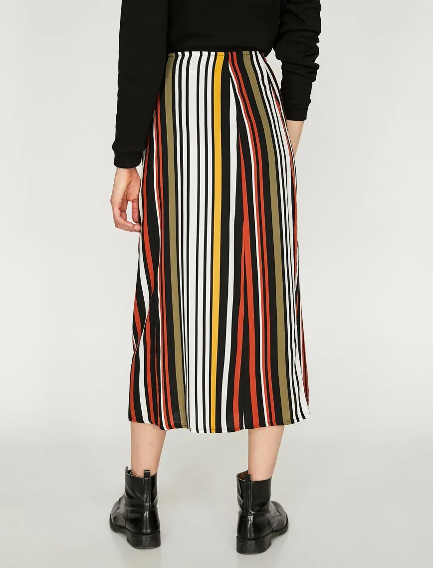 11954 Multi Colour Striped Midi Skirt