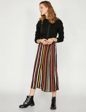 11954 Multi Colour Striped Midi Skirt