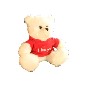 11" Cream sitting bear with Red I love you Hoodie