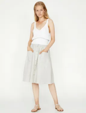 12244 Beige Pocket Detailed Midi Skirt