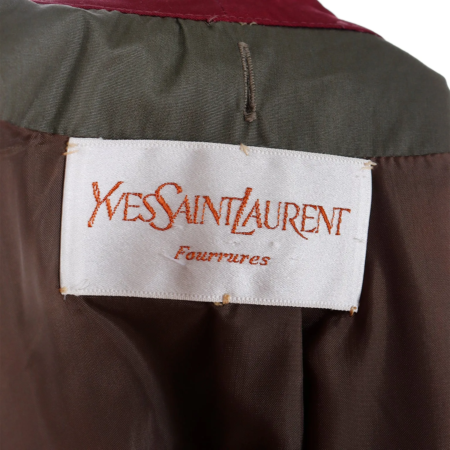 1980s Yves Saint Laurent Green & Maroon Raincoat