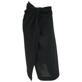 1985 Donna Karan "Seven Easy Pieces Collection" Black Wool Wrap Skirt