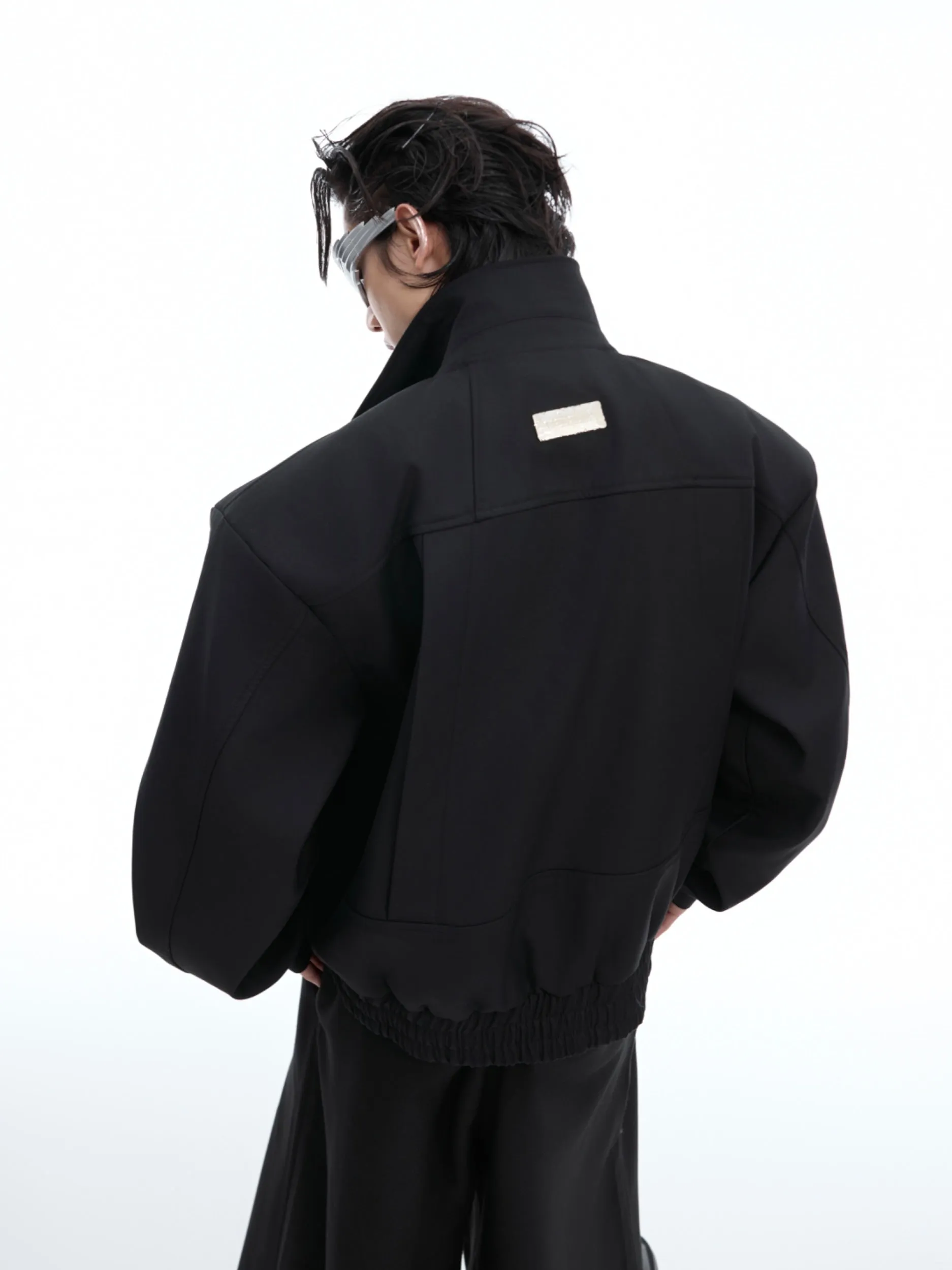 【24s Oct.】Pleated Tightening Shoulder Pads Design Sense Biker Jacket