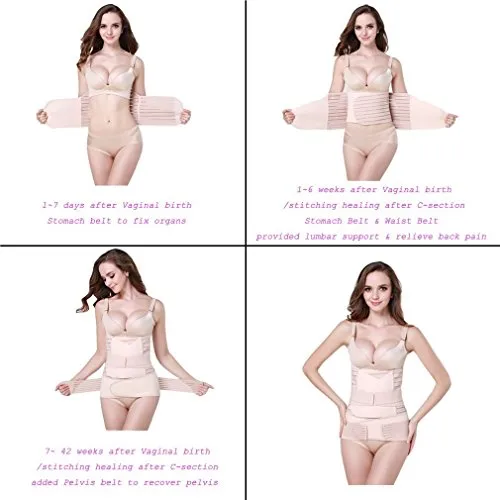 3 in 1 Postpartum Support - Recovery Belly/waist/pelvis Belt Shapewear (Nude)