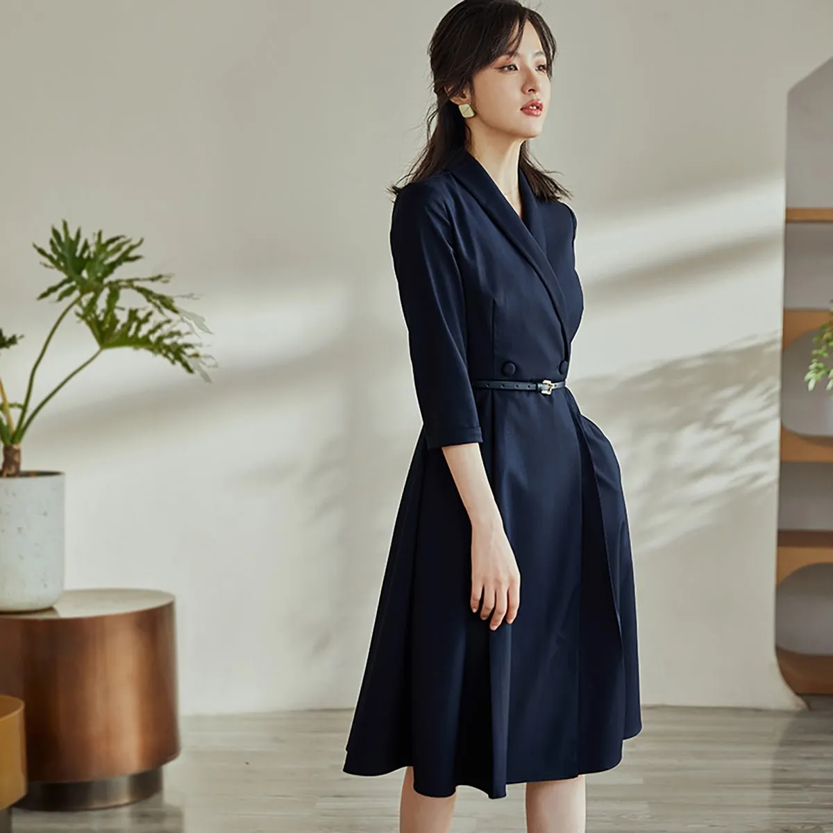 A-Line Navy Dress