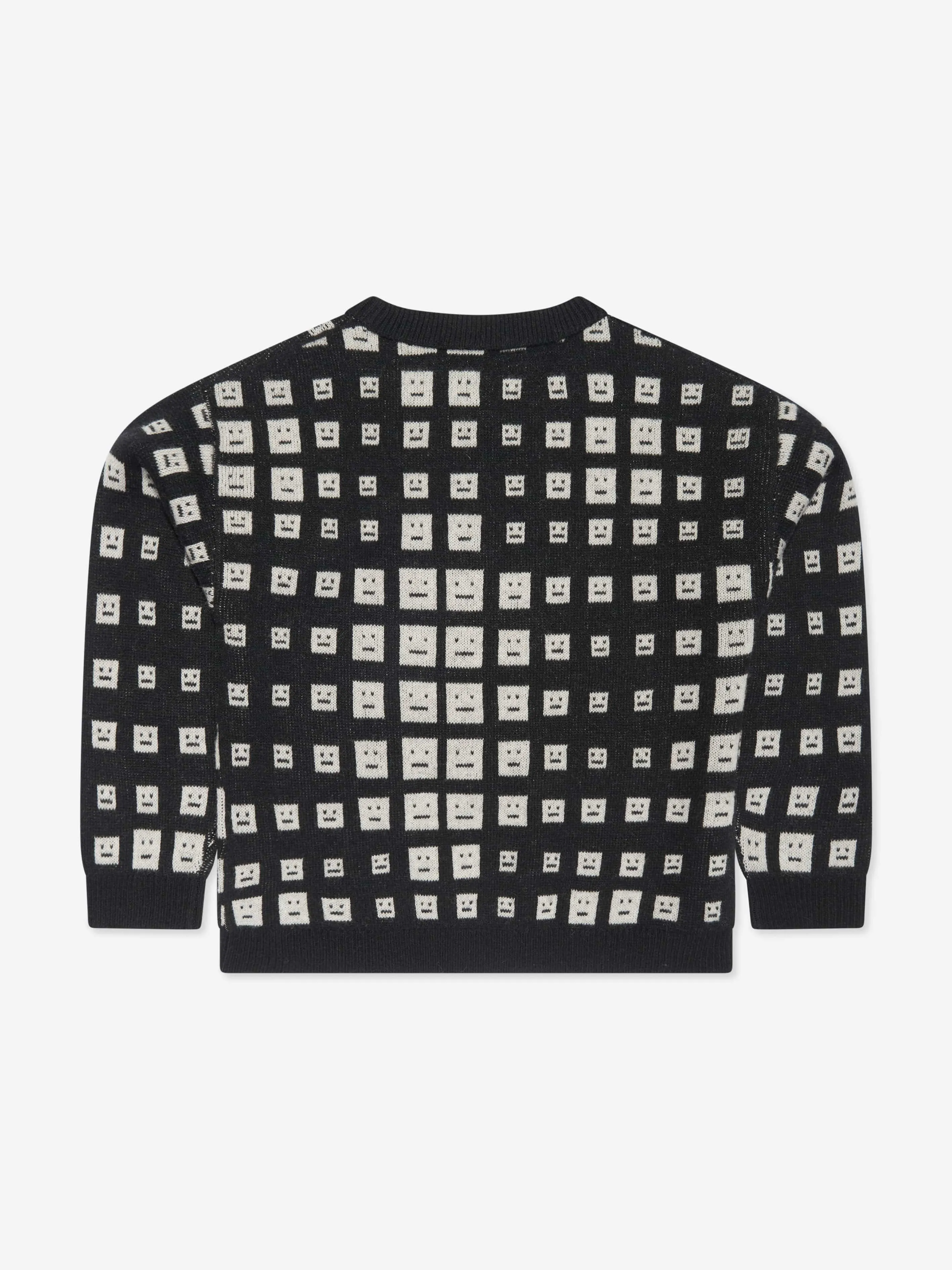 Acne Studios Kids Wool Gradient Face Logo Jumper in Black