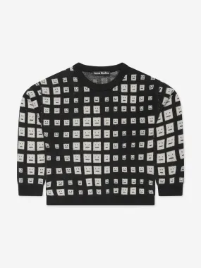 Acne Studios Kids Wool Gradient Face Logo Jumper in Black