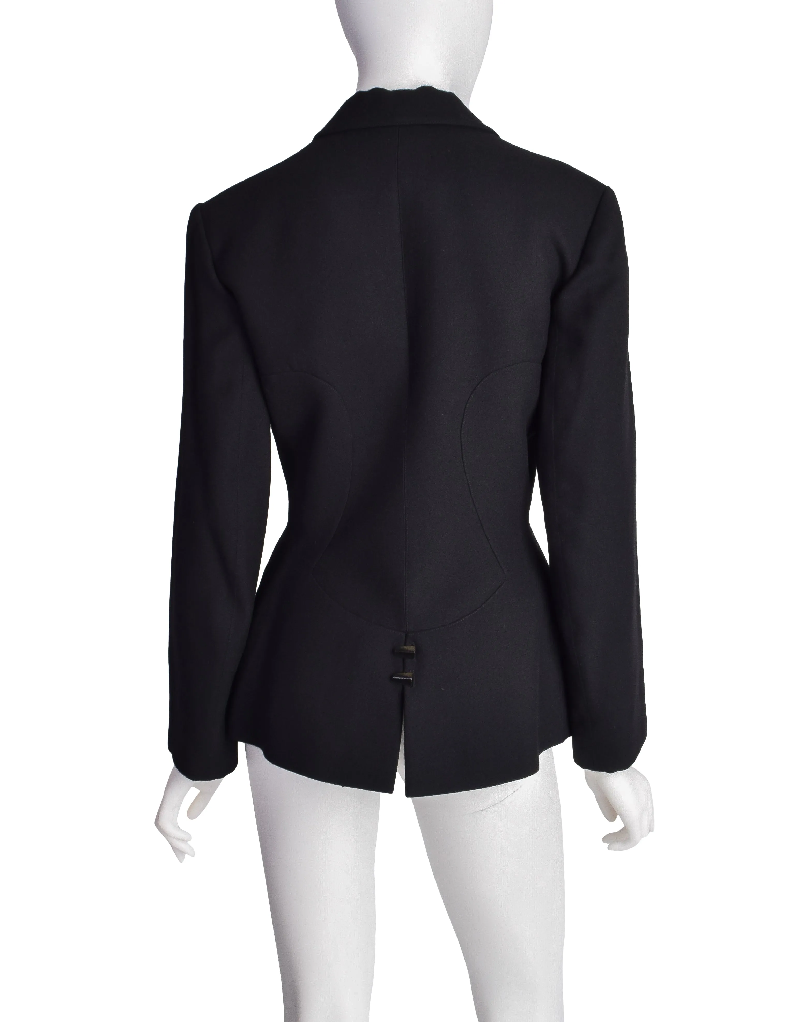 Alaia Vintage AW 1991 Black Wool Tailored Panel Blazer Jacket