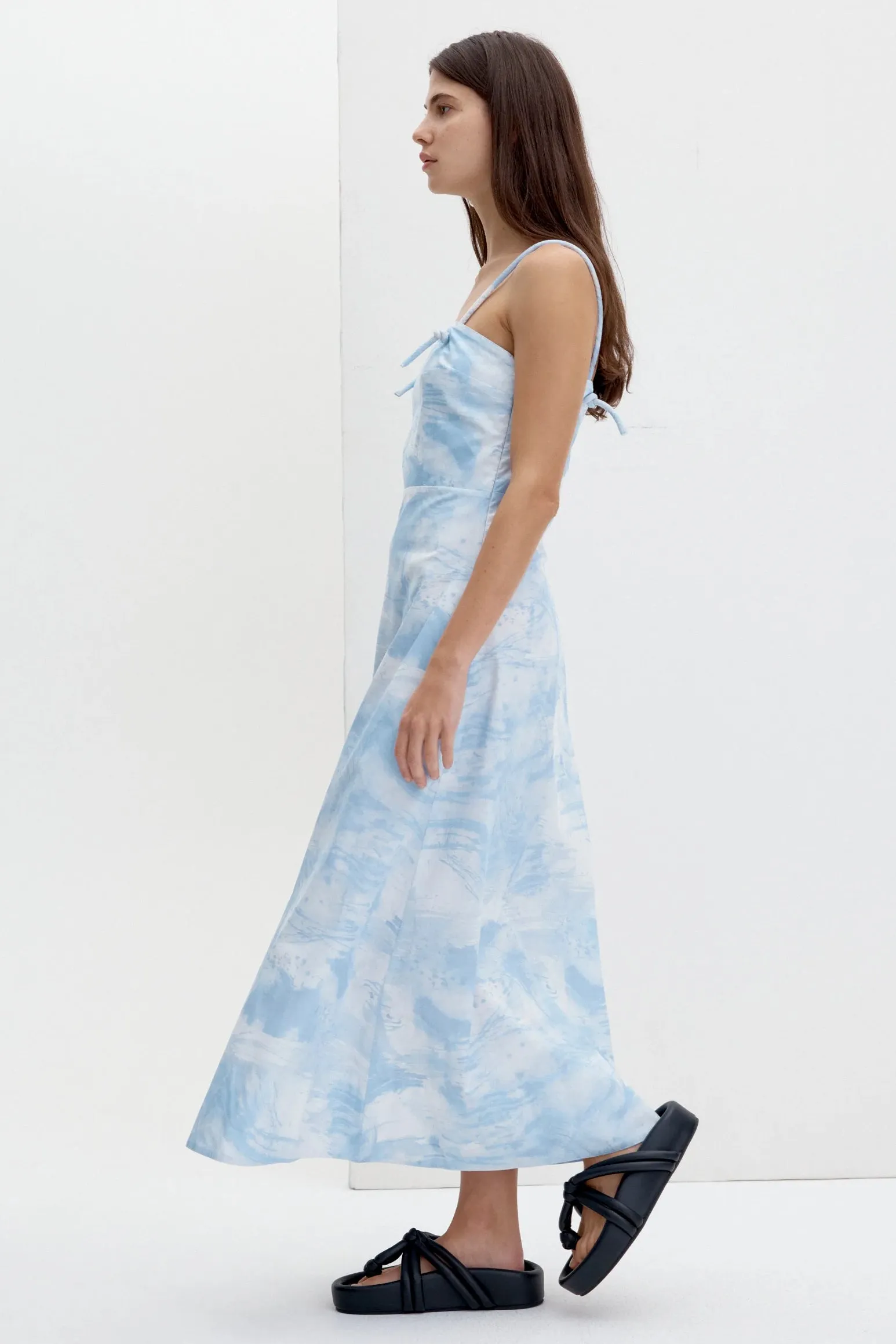 Alice Dress in Cirrus Print Icy Blue