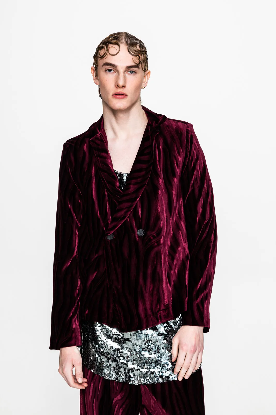 Antonio Velvet Blazer Bordeaux