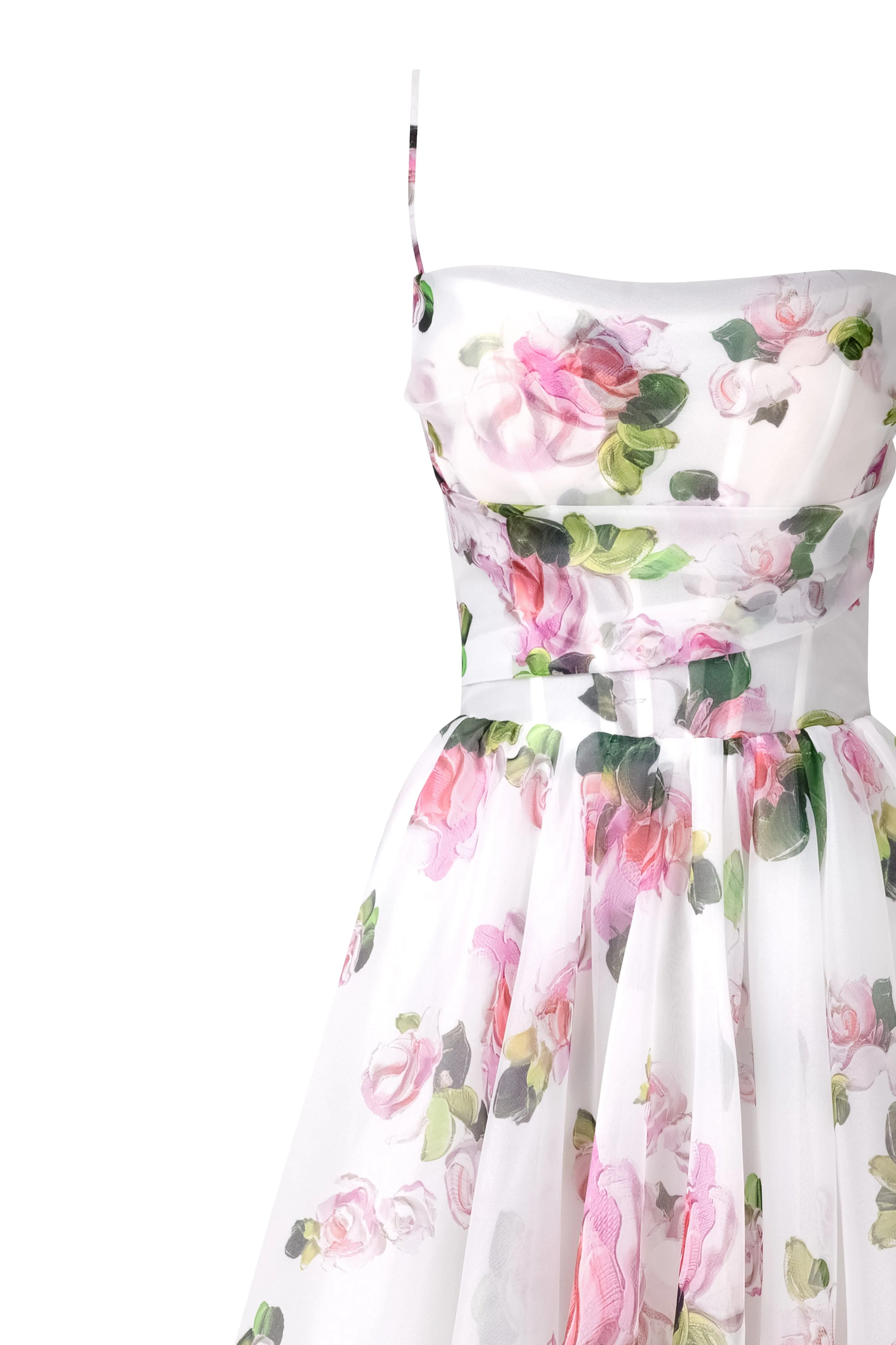 Apple Blossom spaghetti strap midi dress