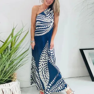 Asymmetric Pocket Long Off Shoulder Casual Party Bohemian Printed Loose Holiday Vestidos Floral 2024 Dress