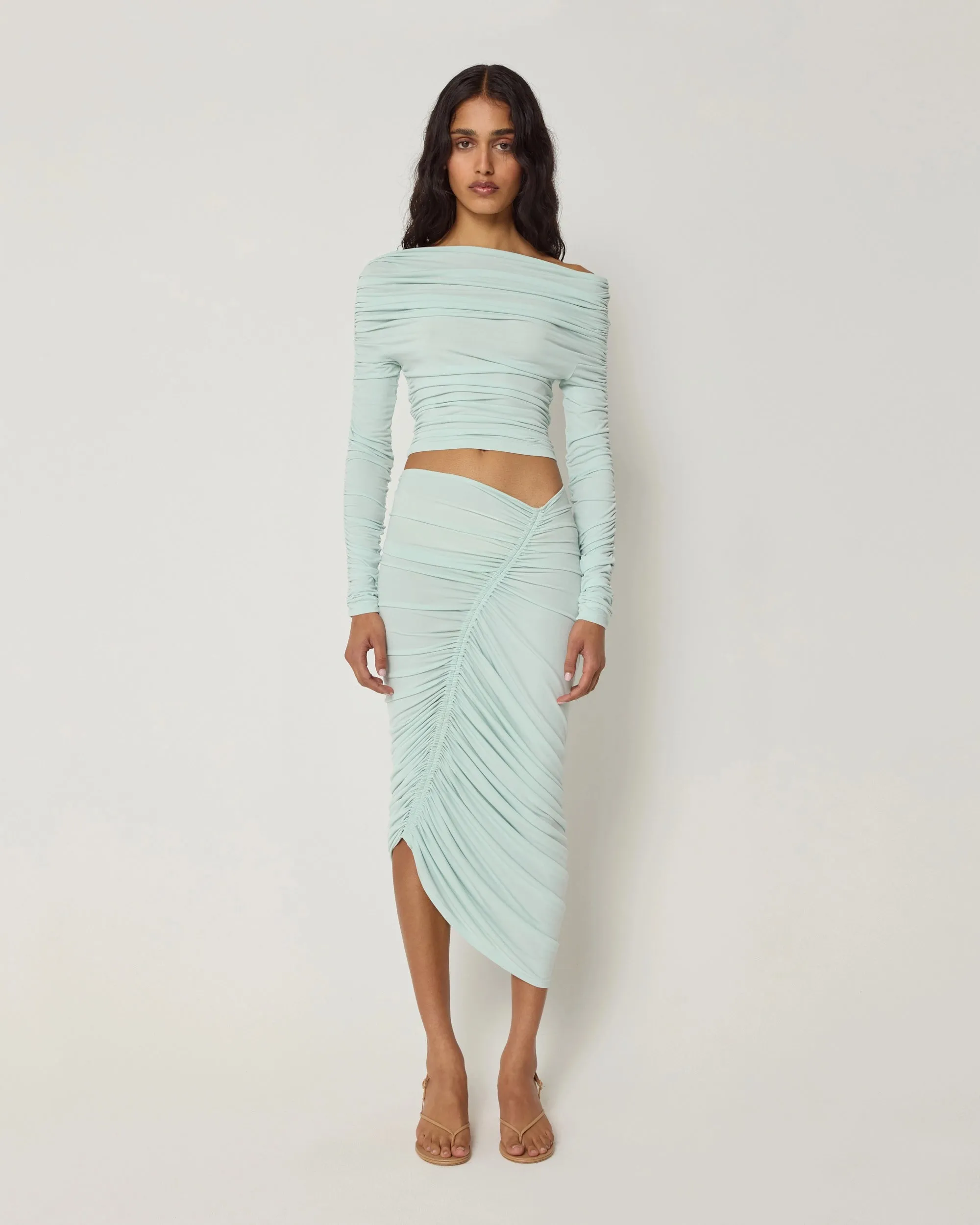 Asymmetrical Ruched Skirt | Surf Spray