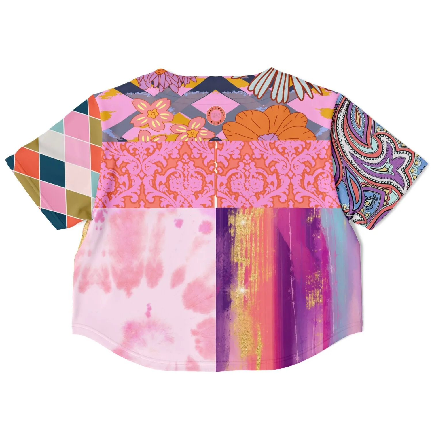 Bahama Mama Patchwork Cropped Button Front Jersey