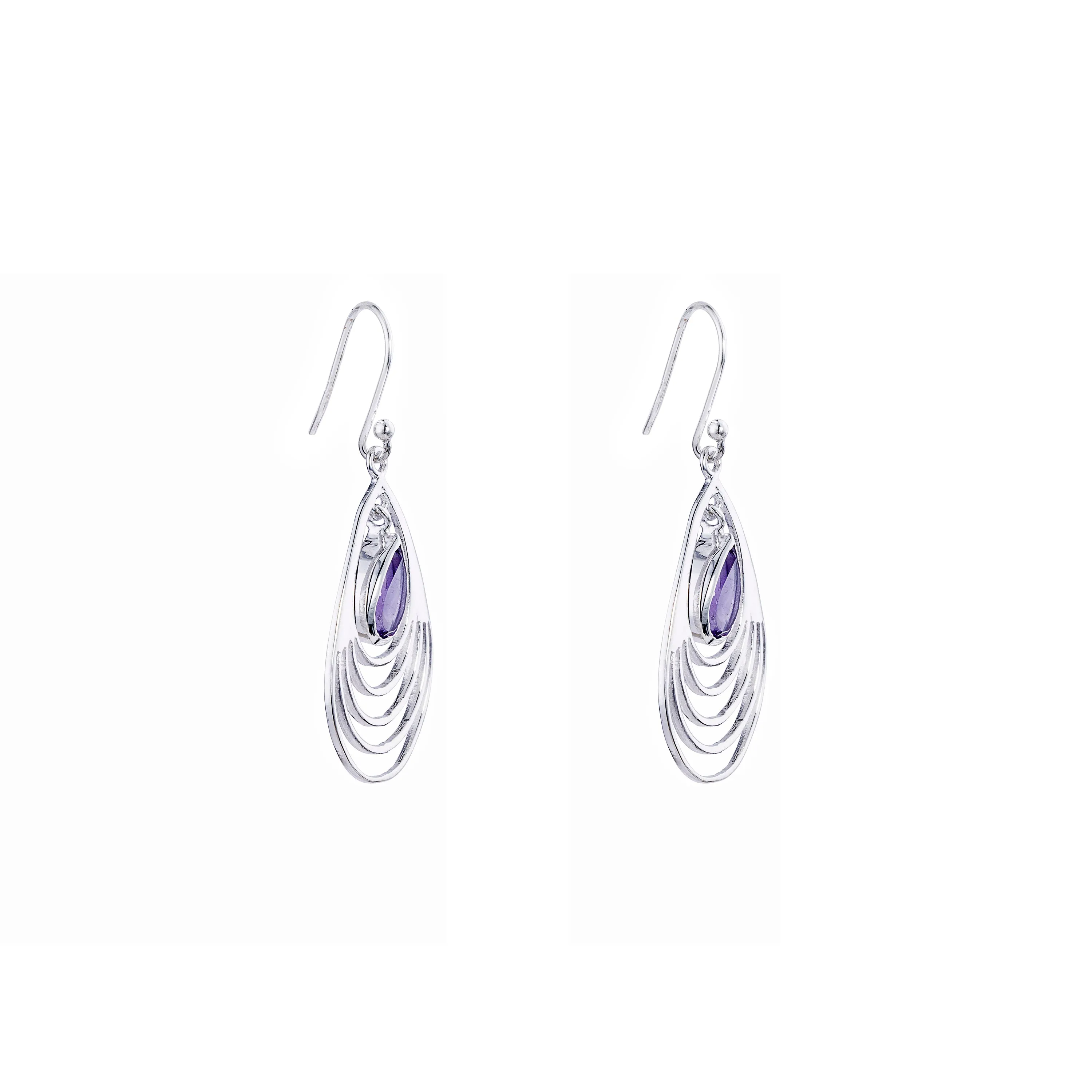 Baila Amethyst Earrings,Sterling Silver