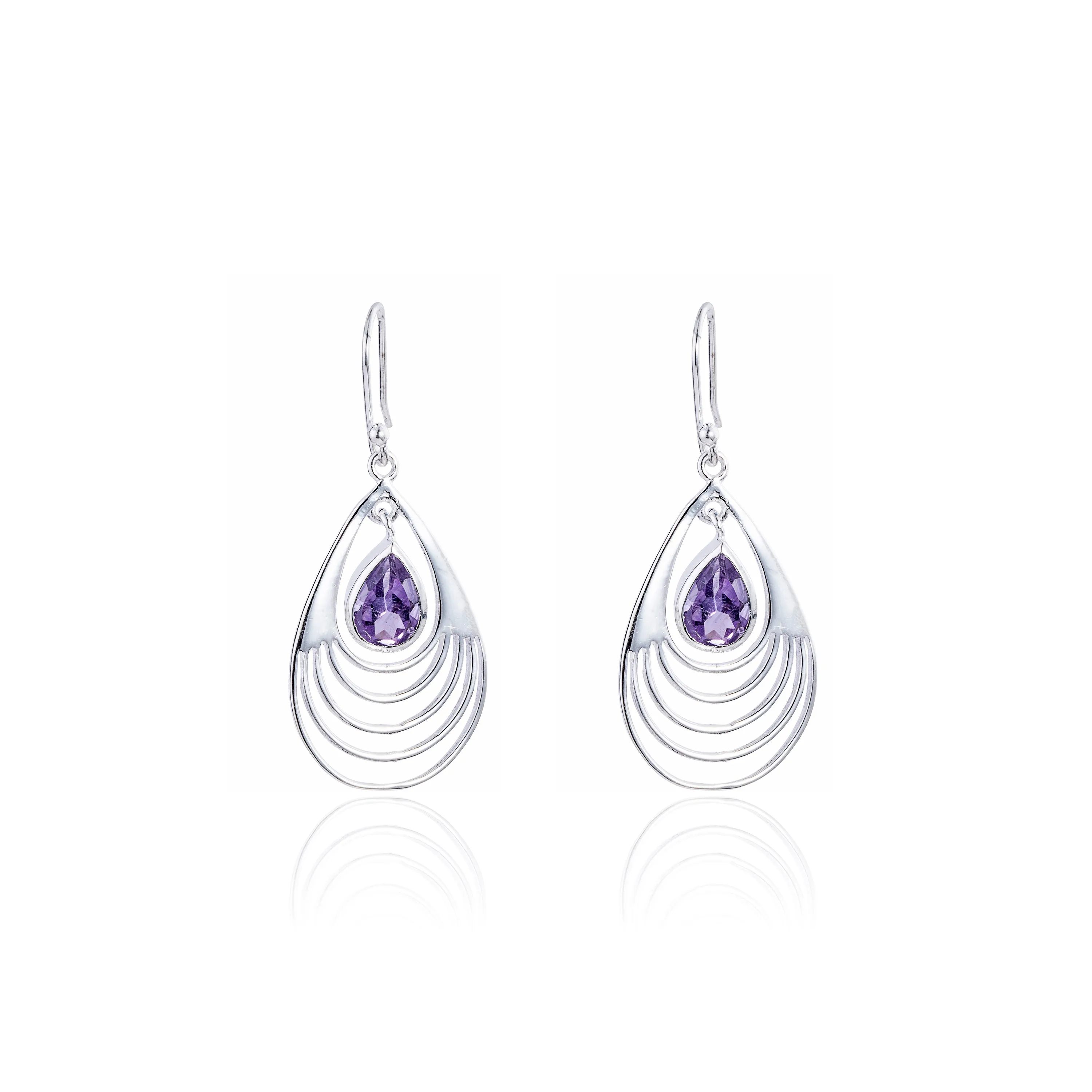 Baila Amethyst Earrings,Sterling Silver