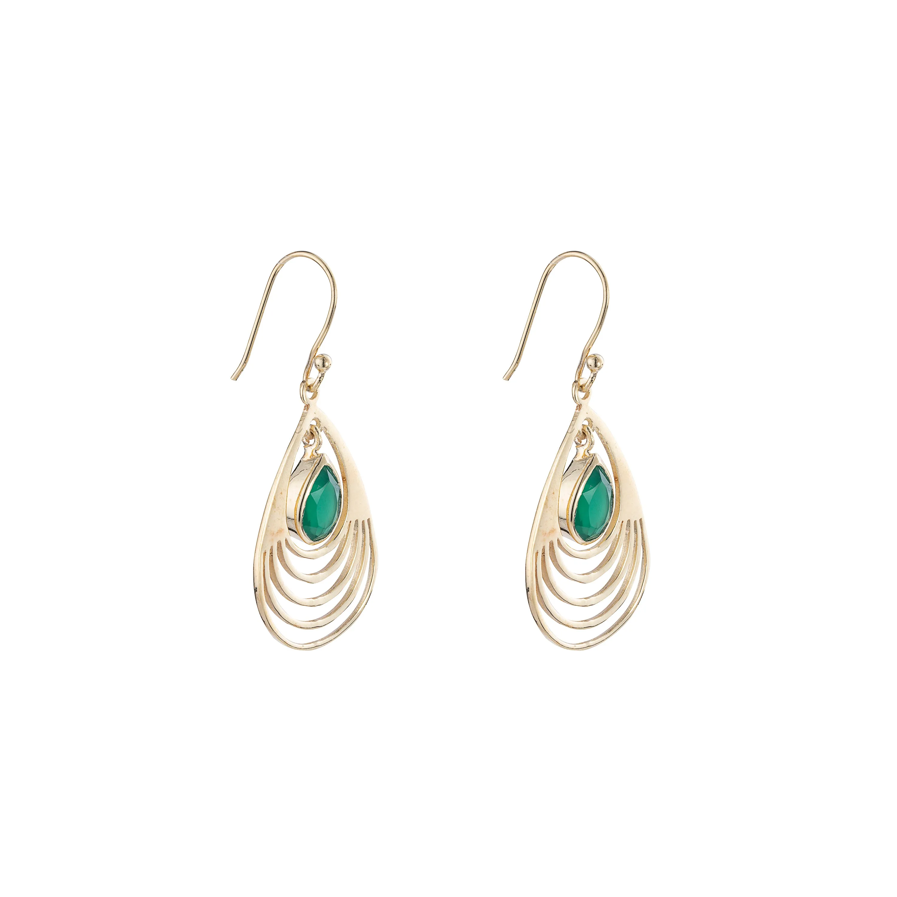 Baila Green Onyx Earrings, Gold Vermeil / Sterling Silver