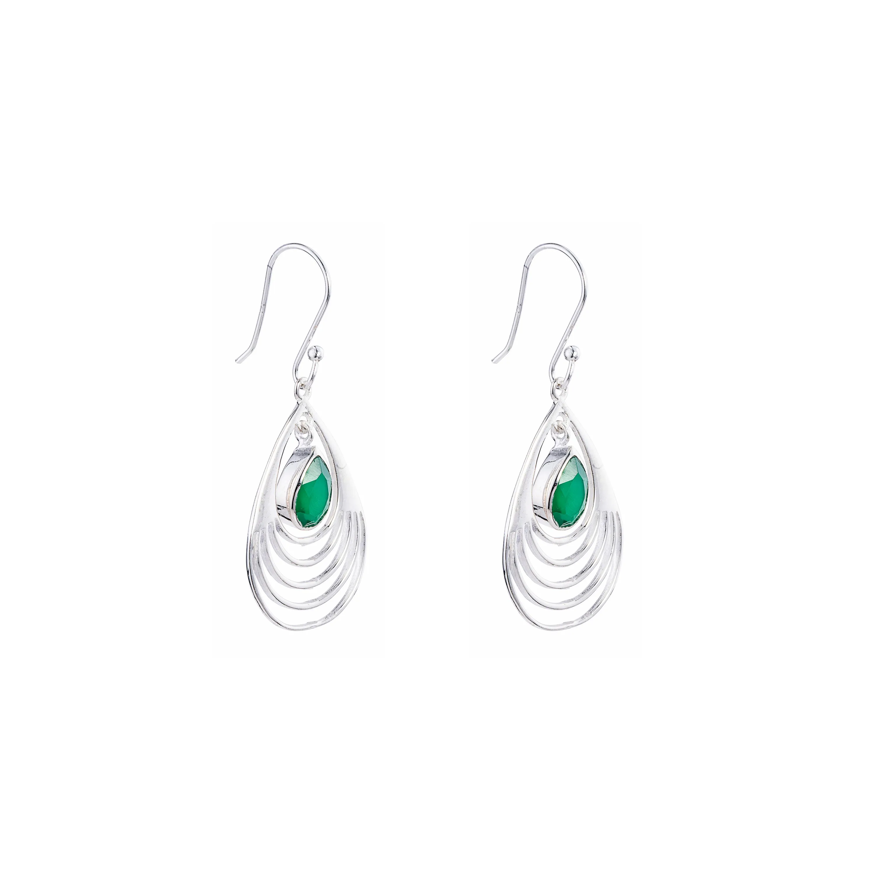 Baila Green Onyx Earrings, Sterling Silver