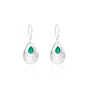 Baila Green Onyx Earrings, Sterling Silver