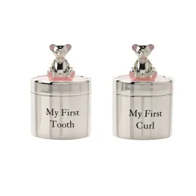 Bambino Silverplated First Tooth & Curl Set - Pink