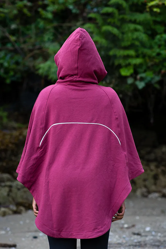 Bamboo Soft Cotton Poncho - Burgundy