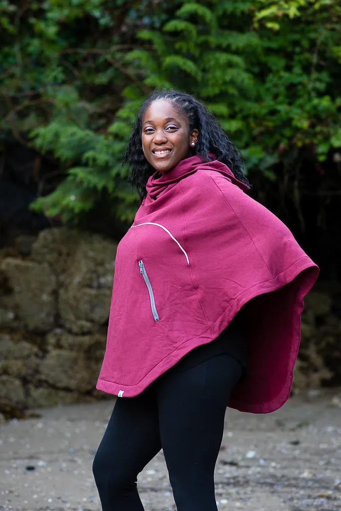 Bamboo Soft Cotton Poncho - Burgundy