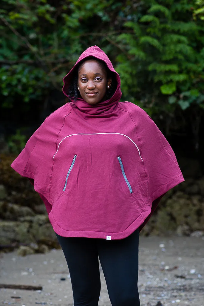 Bamboo Soft Cotton Poncho - Burgundy