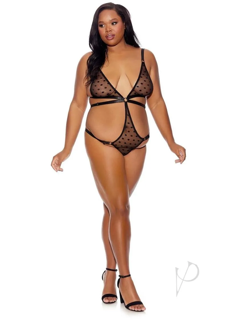 Barely B Strappy Bikini Teddy Blk Pls