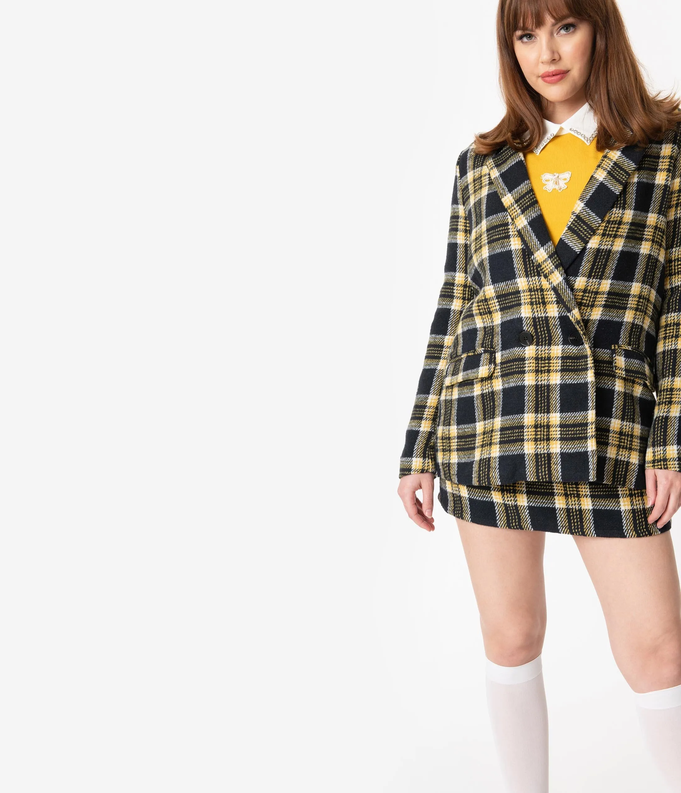 Black & Yellow Plaid Blazer