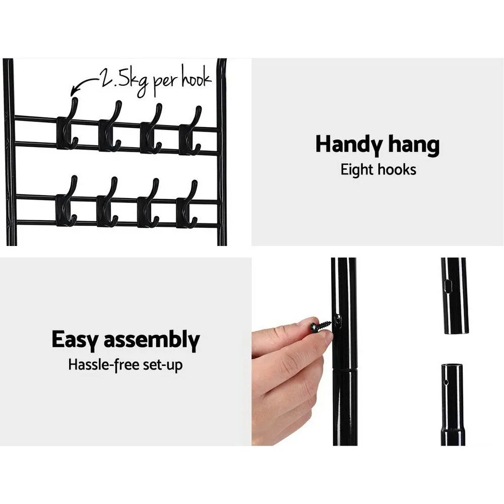 Black Metal Clothes Rack with Shelves & Hooks - Artiss