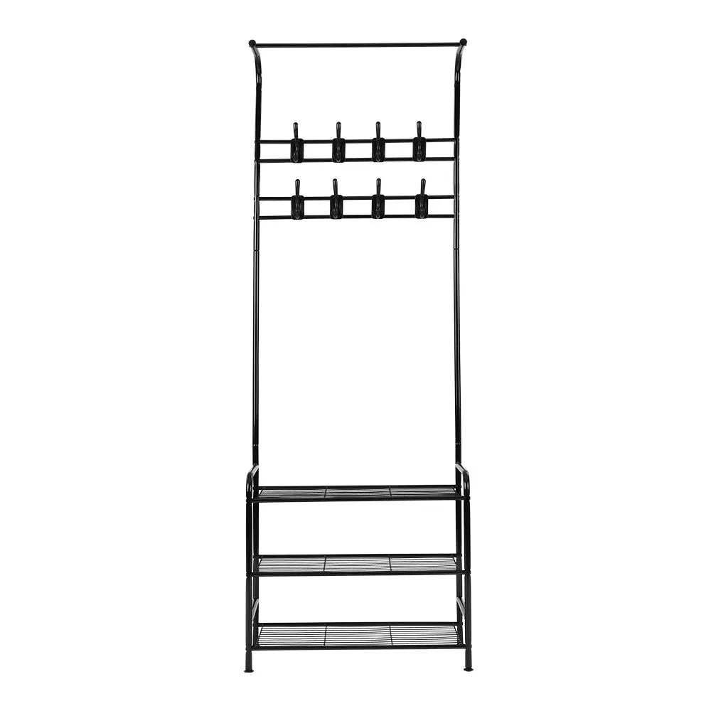 Black Metal Clothes Rack with Shelves & Hooks - Artiss