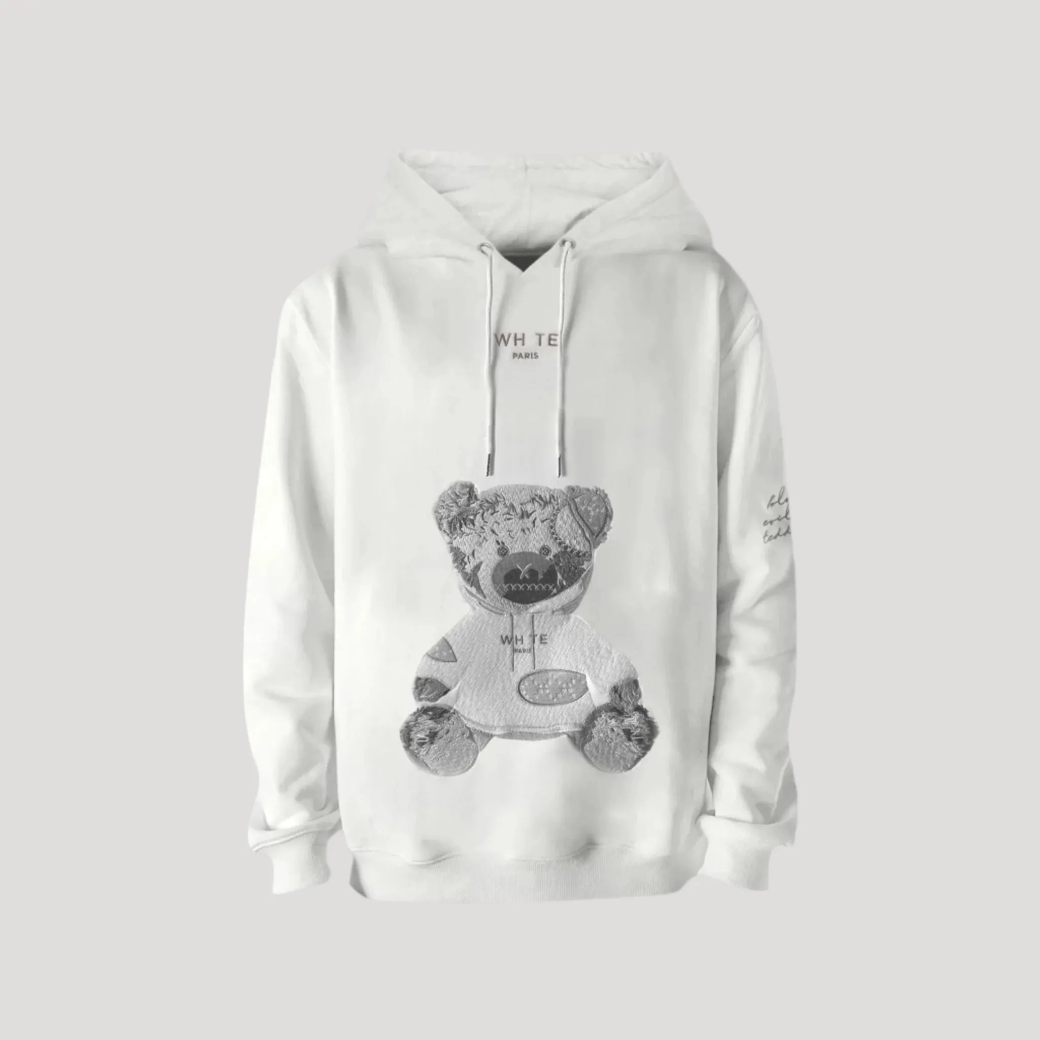 Blvck Paris - "Whte Evil Twin Teddy Bear Hoodie" - Teddy Illustration - Unisex