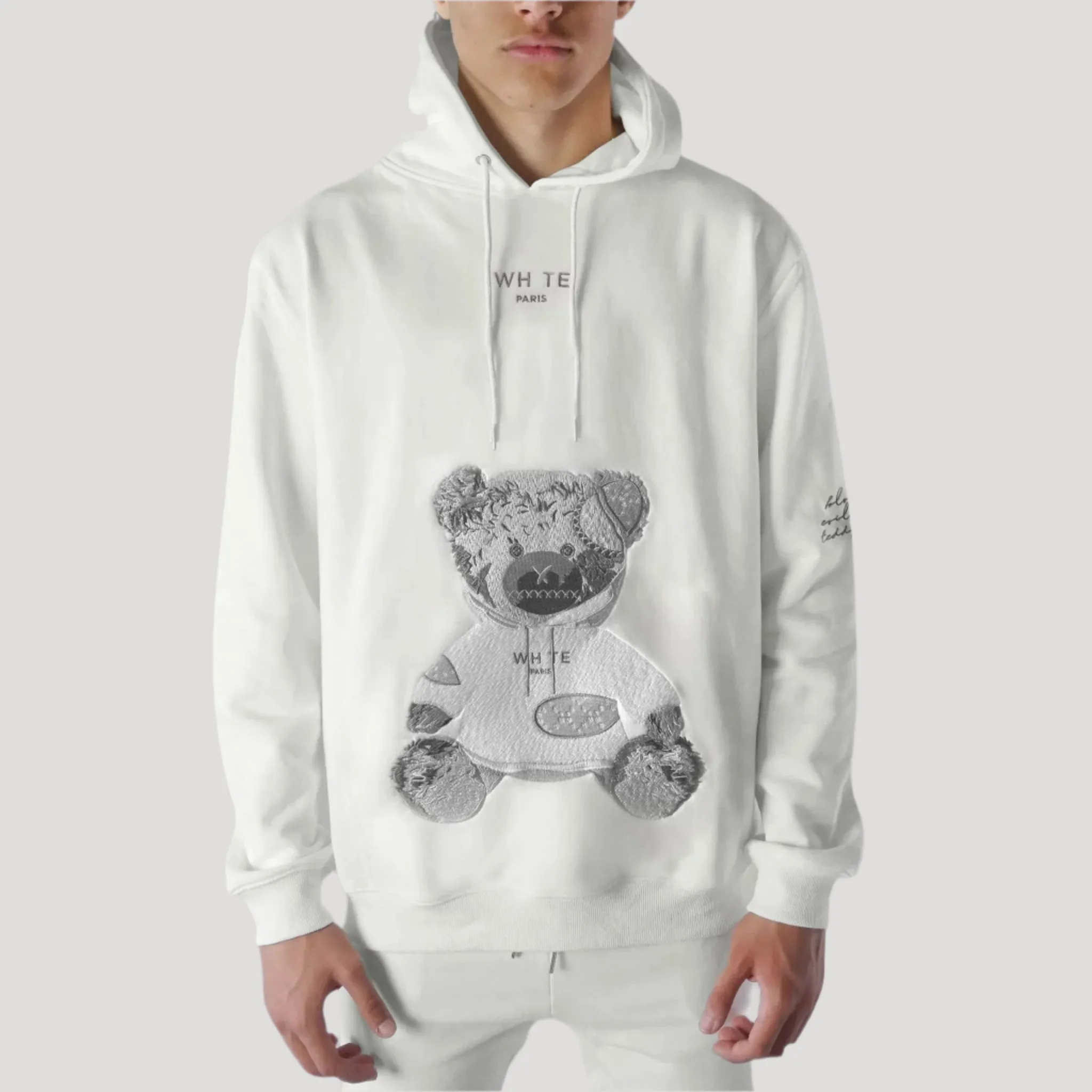 Blvck Paris - "Whte Evil Twin Teddy Bear Hoodie" - Teddy Illustration - Unisex