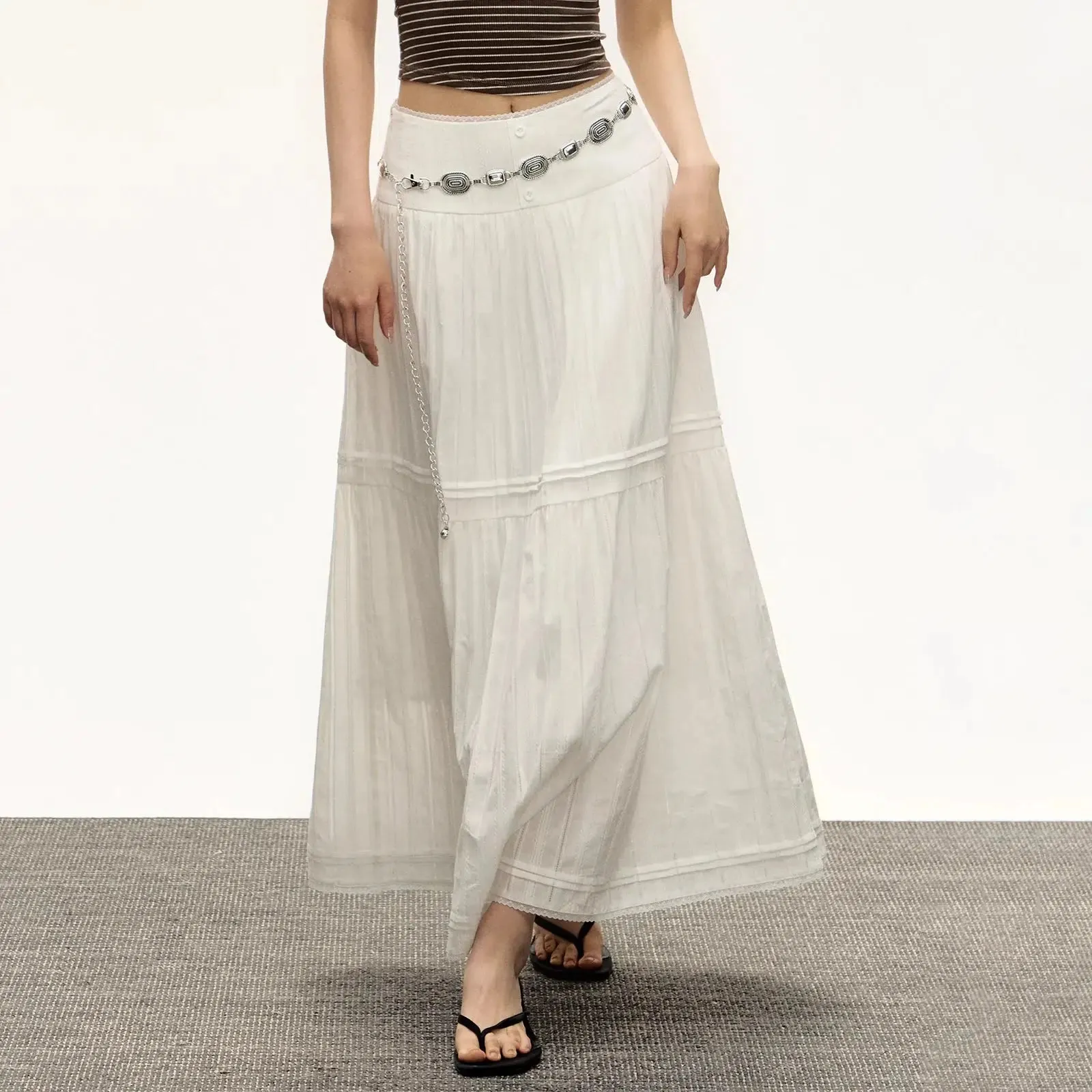 Bohemian-Style Long Pleated Skirt