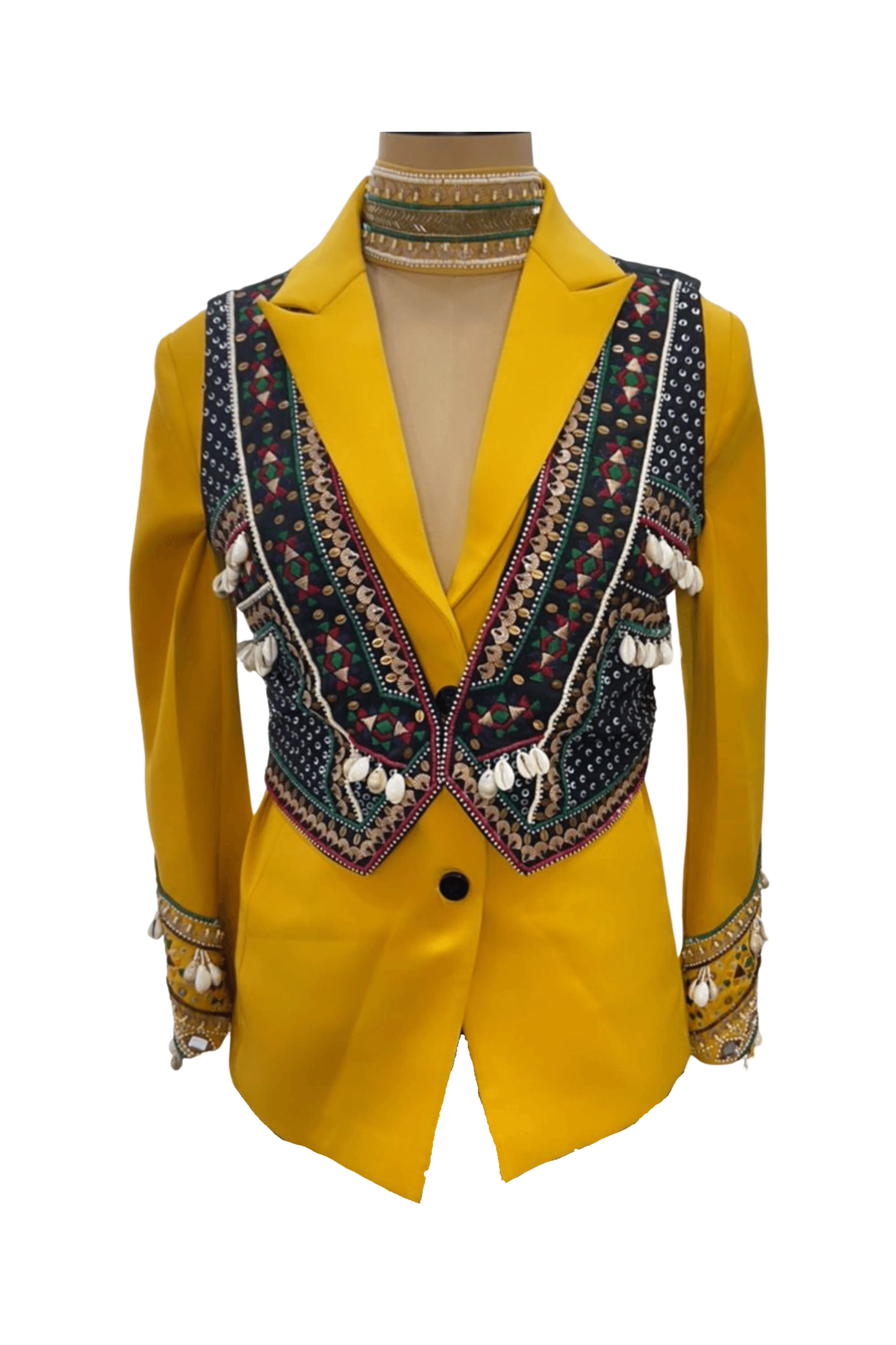 Boho Embroidered Blazer, Waistcoat Set