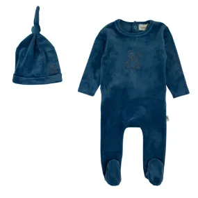 Bondoux Teddy Soft Velour Footie & Bonnet Boys