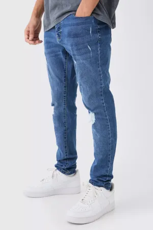 Boohoo Skinny Stretch Extreme Knee Rip Mens Jeans