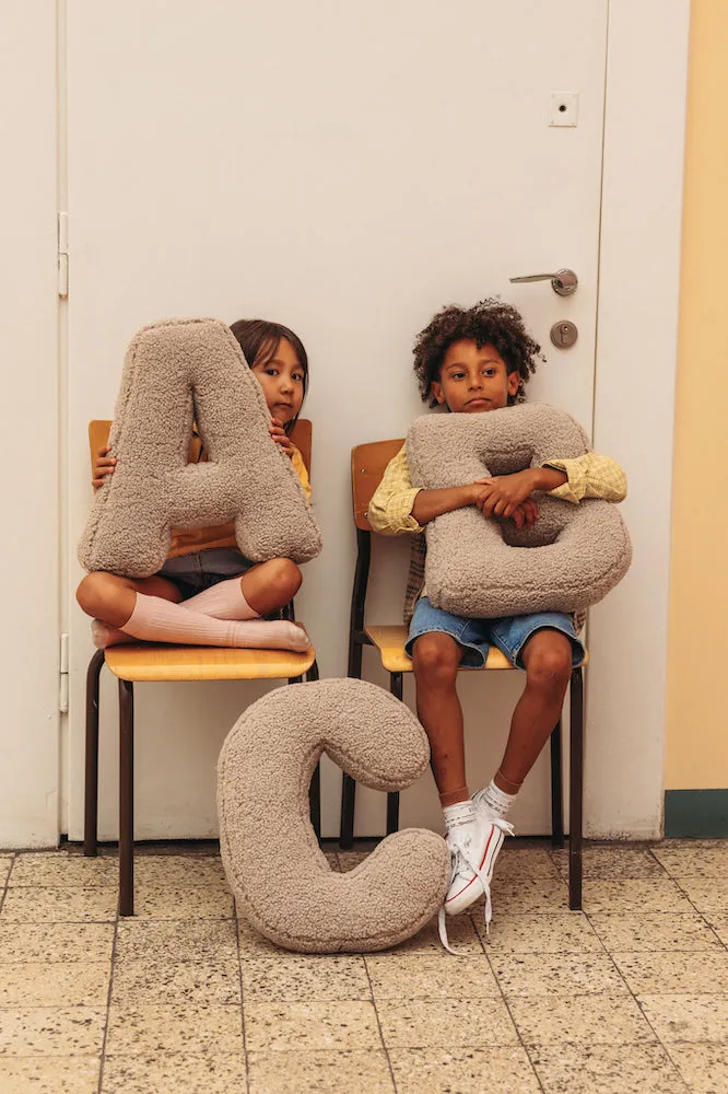 Boucle Letter Cushion & Mocha | Teddy Letter Cushion Mocha