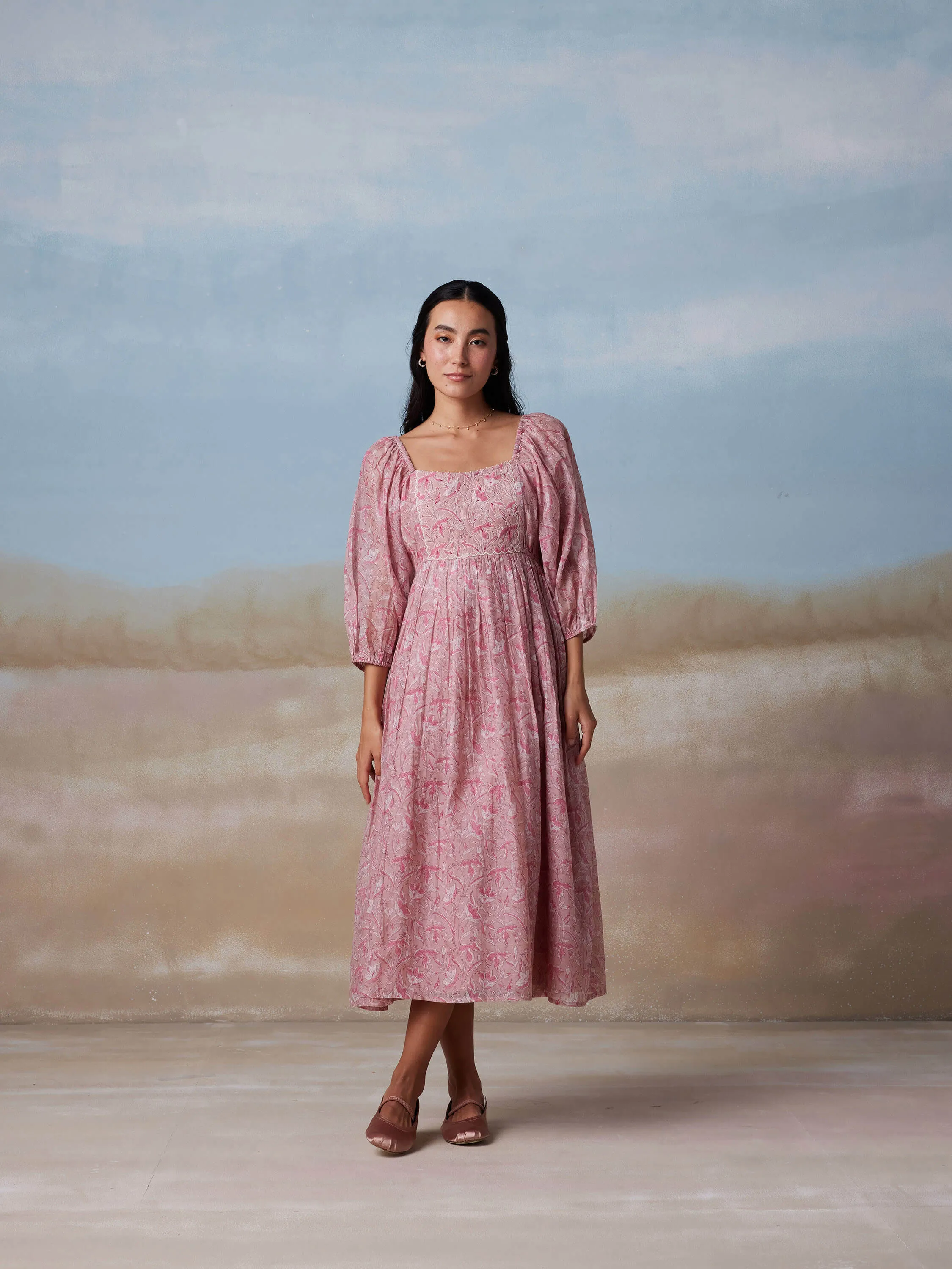 Bougainvillea Quilt Midi Dress