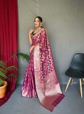 Burgundy Saree in Cotton Linen