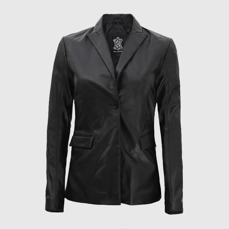 Buy Original Judy Women Black Casual Leather Blazer