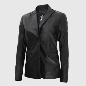 Buy Original Judy Women Black Casual Leather Blazer