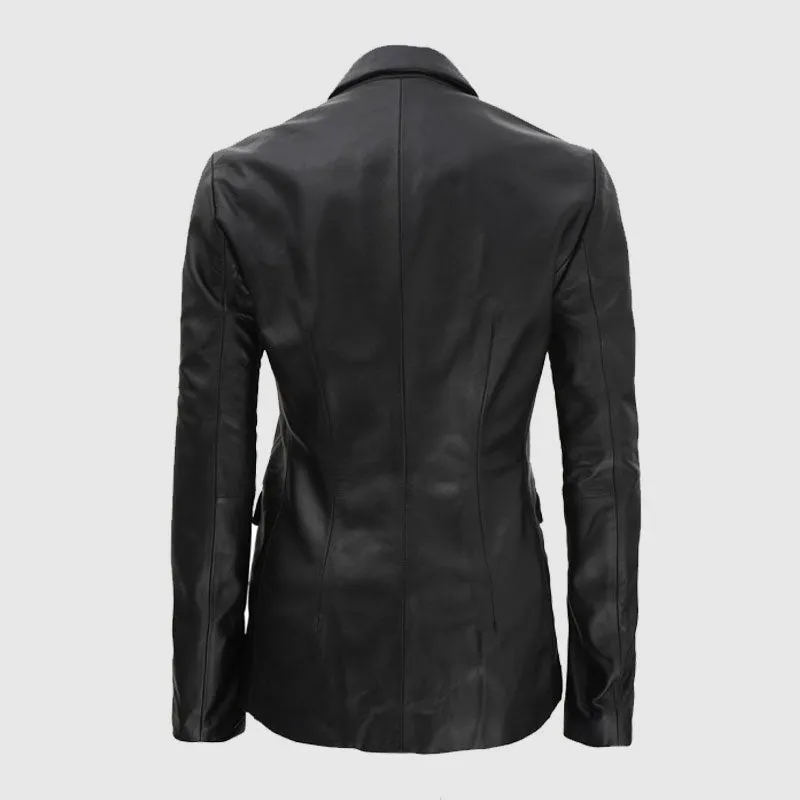 Buy Original Judy Women Black Casual Leather Blazer