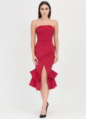 Care To Dance Strapless Ruffled Dress