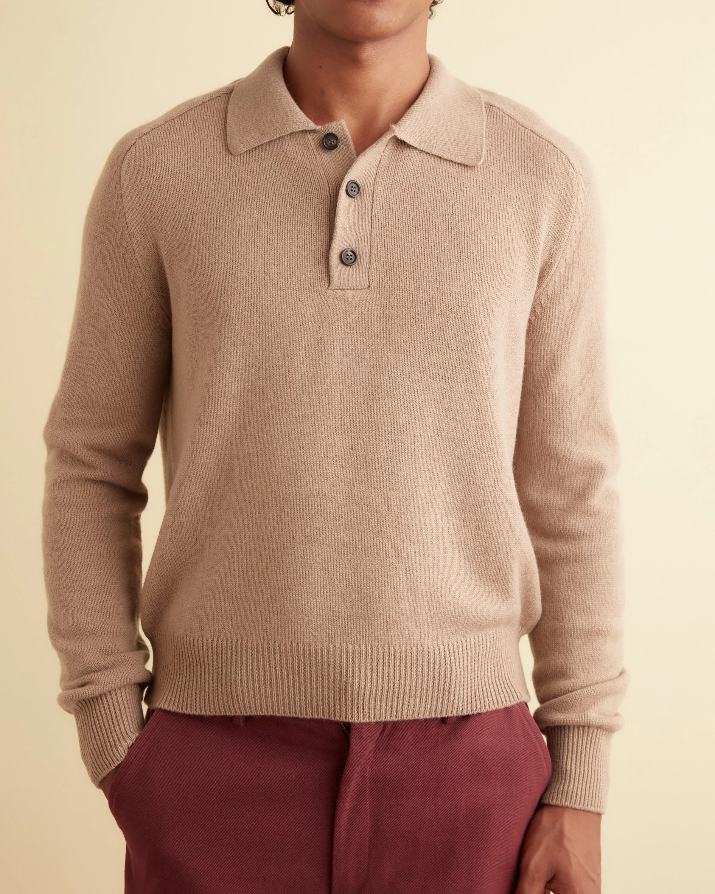 Cashmere Polo - Tan