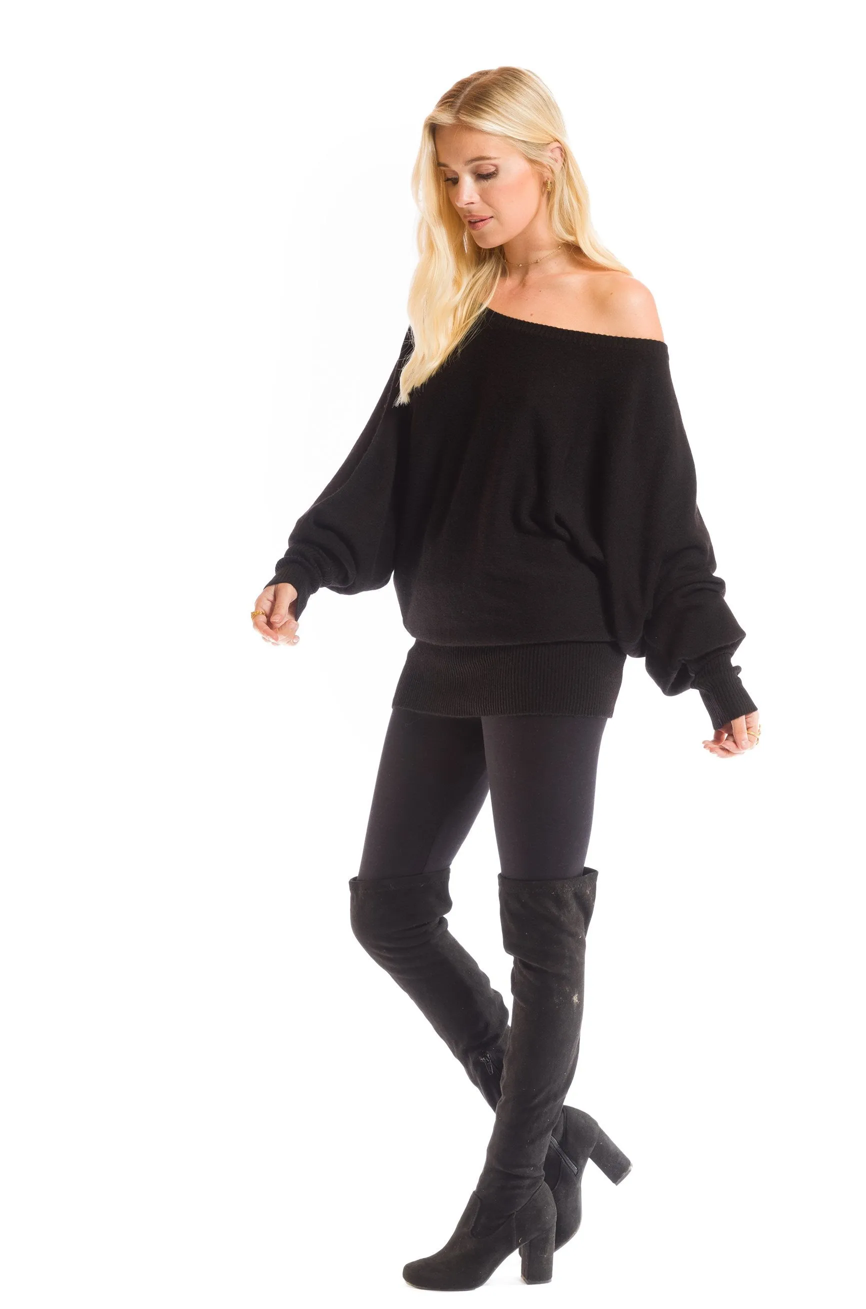 CASHMERE RAGLAN JUMPER BLACK