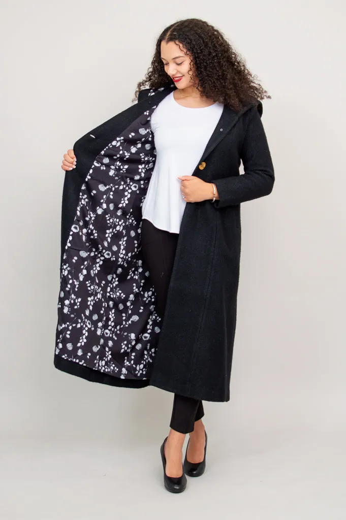 Catherine Coat, Black, Boiled Wool